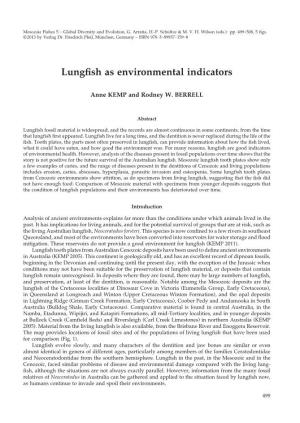 Lungfish As Environmental Indicators
