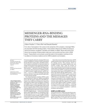 Messenger-Rna-Binding Proteins and the Messages They Carry
