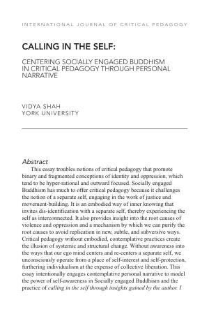 Calling in the Self: Centering Socially Engaged Buddhism in Critical Pedagogy Through Personal Narrative