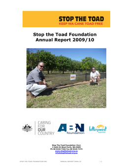Stop the Toad Foundation Annual Report 2009/10