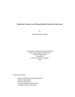 Identifying, Measuring, and Defining Equitable Mathematics Instruction