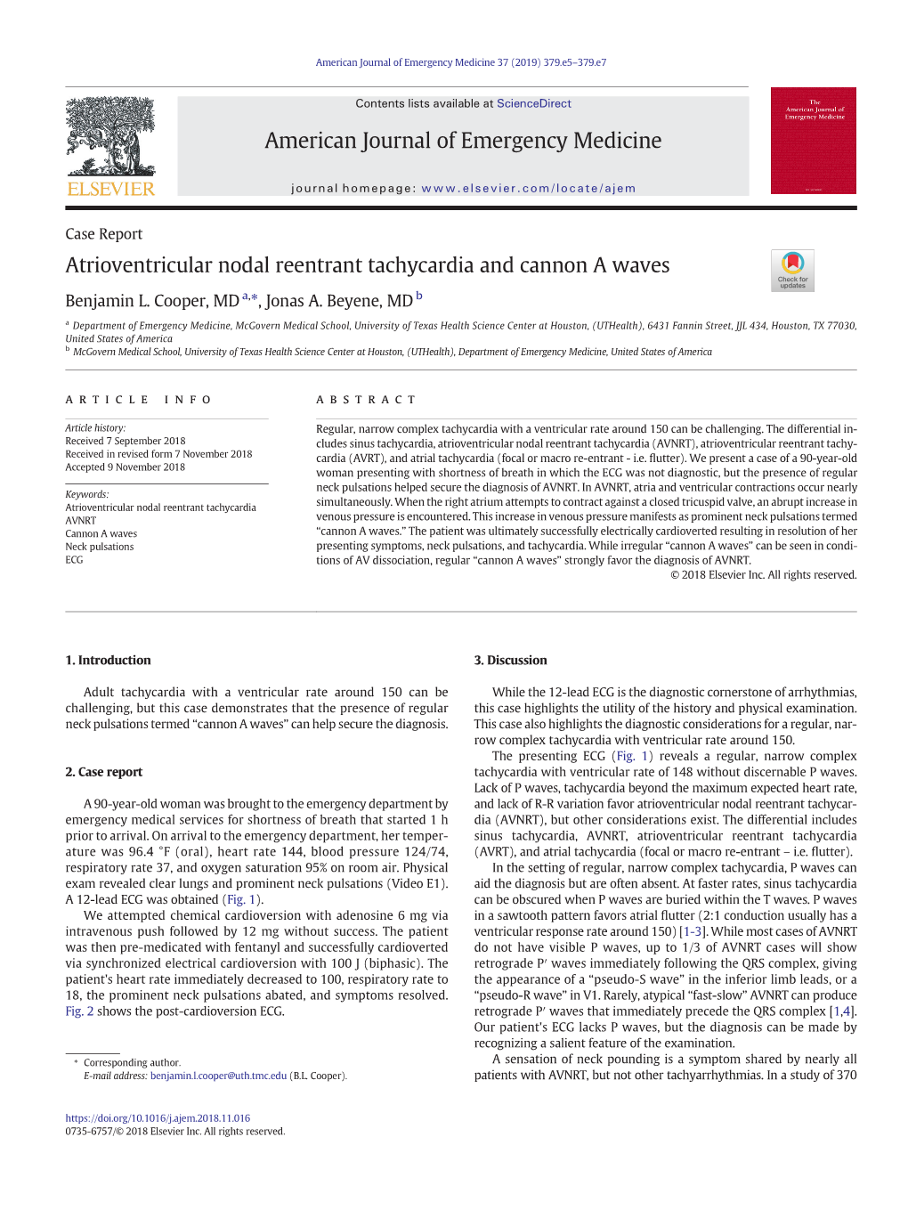 Atrioventricular Nodal Reentrant Tachycardia and Cannon a Waves