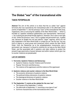 The Global “War” of the Transnational Elite
