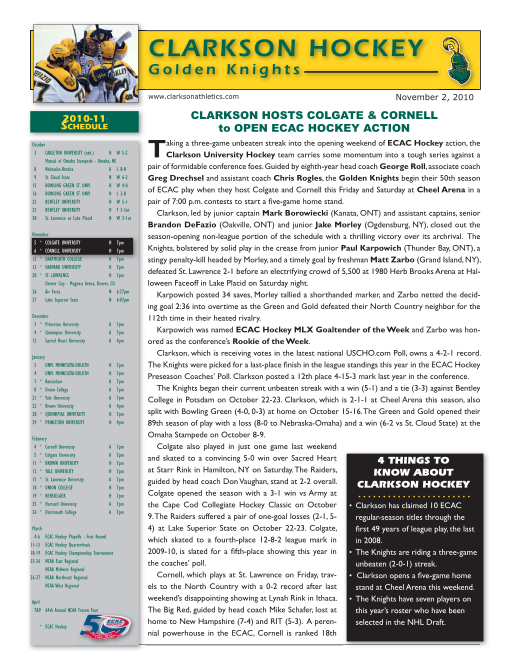 CLARKSON HOCKEY Golden Knights