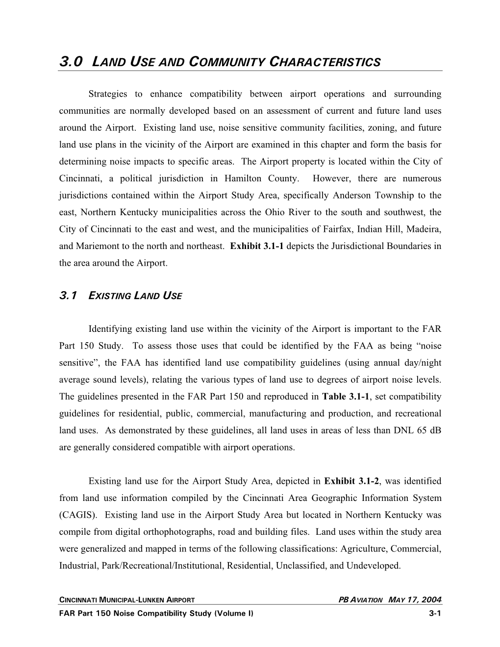 3.0 Land Use and Community Characteristics