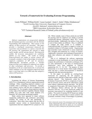 Toward a Framework for Evaluating Extreme Programming