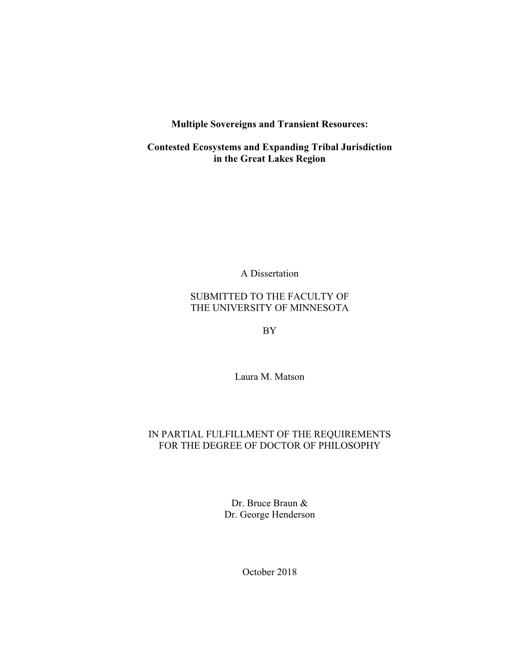 Contested Ecosystems and Expanding Tribal Jurisdiction in the Great Lakes Region