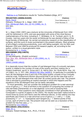 MR: Publications Results for "Author/Related=(Edge, W*)"