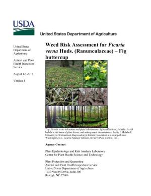 Weed Risk Assessment for Ficaria Verna Huds. (Ranunculaceae)