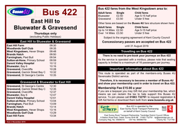 Bus 422 Fares from the West Kingsdown Area To