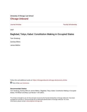 Baghdad, Tokyo, Kabul: Constitution Making in Occupied States