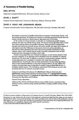 A Taxonomy of Parallel Sorting