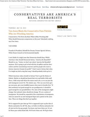Conservatives Are America's Real Terrorists: Van Jones Blasts the Conse