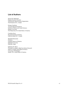 List of Authors