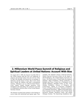 2. Millennium World Peace Summit of Religious and Spiritual Leaders at United Nations: Account with Bias