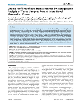 Virome Profiling of Bats from Myanmar by Metagenomic Analysis of Tissue Samples Reveals More Novel Mammalian Viruses