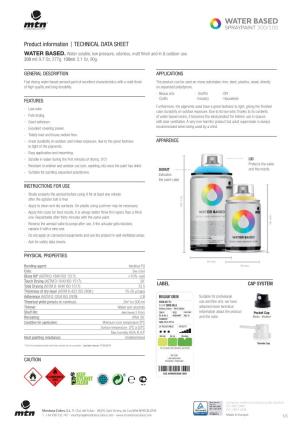 Product Information TECHNICAL DATA SHEET WATER BASED