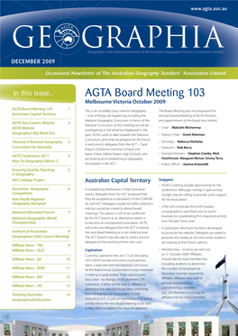 Agta Board Meeting 103 Melbourne Victoria October 2009