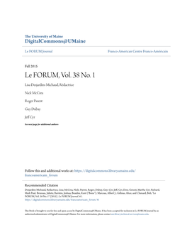 Le FORUM, Vol. 38 No. 1 Lisa Desjardins Michaud, Rédactrice