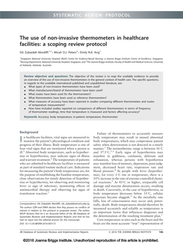 The Use of Non-Invasive Thermometers in Healthcare Facilities: a Scoping Review Protocol