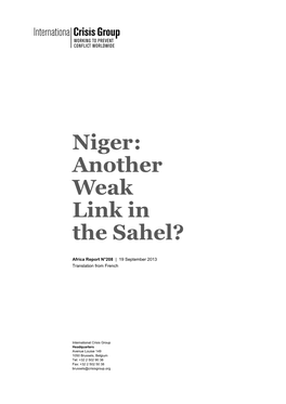 Niger: Another Weak Link in the Sahel?