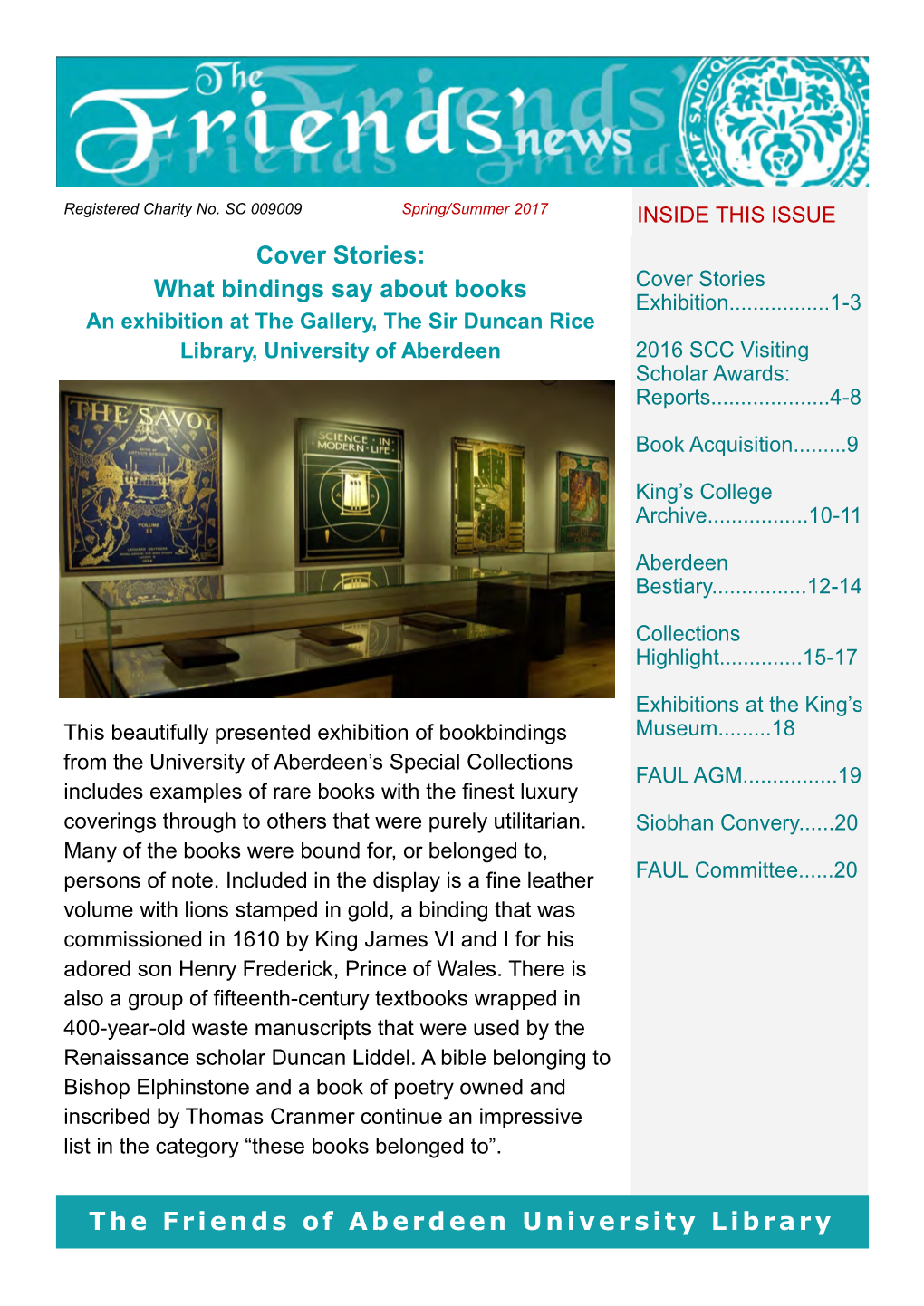 The Friends of Aberdeen University Library Cover Stories