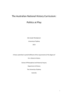 The Australian National History Curriculum