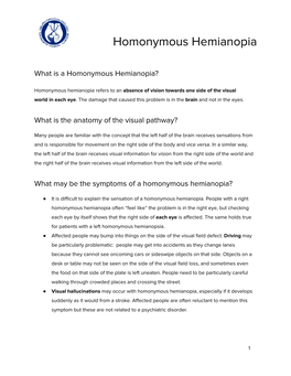 Homonymous Hemianopsia