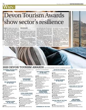 Devon Tourism Awards Show Sector's Resilience