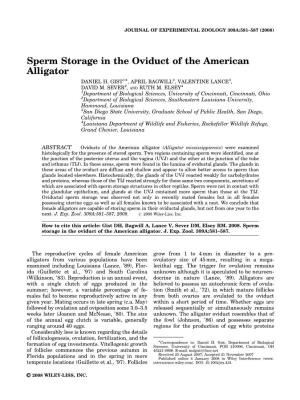 Sperm Storage in the Oviduct of the American Alligator DANIEL H