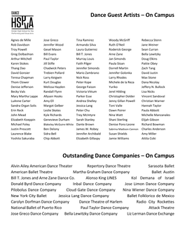 Dance Guest Artists – on Campus Outstanding Dance Companies