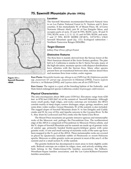 75. Sawmill Mountain (Parikh 1993B) Location the Sawmill Mountain Recommended Research Natural Area Is on Los Padres National Forest in N