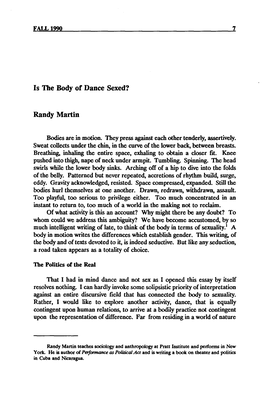 Is the Body of Dance Sexed? Randy Martin