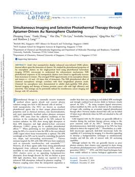 Simultaneous Imaging and Selective Photothermal Therapy.Pdf