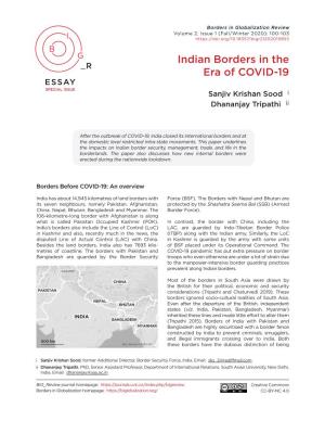 Indian Borders in the Era of COVID-19”