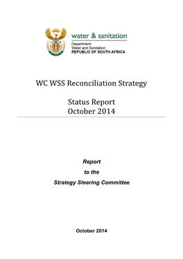 WC WSS Reconciliation Strategy Status Report October 2014