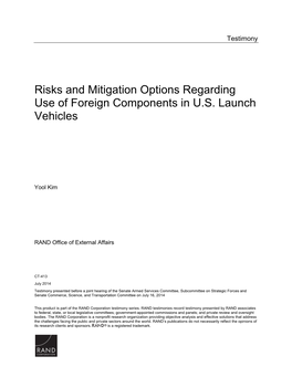 Risks and Mitigation Options Regarding Use of Foreign Components in U.S