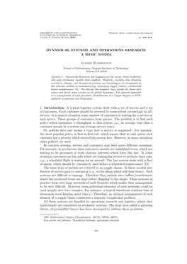 Dynamical Systems and Operations Research: a Basic Model