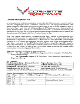 2-2017 Corvette Racing Fast Facts