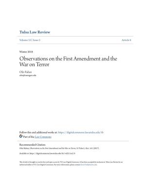 Some Observations on the First Amendment and the War on Terror*