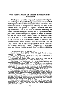 The Foreclosure of Vessel Mortgages in Admiralty