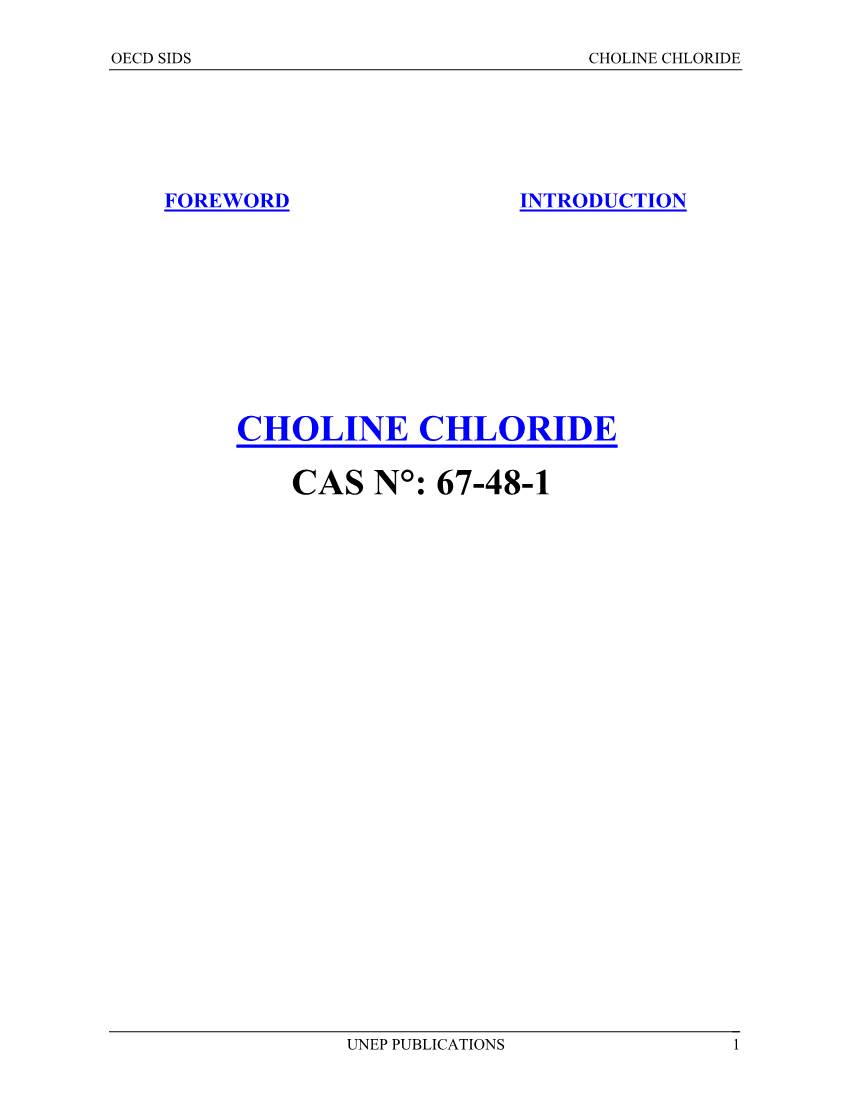 Choline Chloride Cas N°: 67-48-1