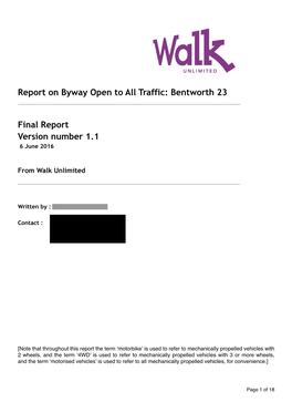 Report, Bentworth 23, Final