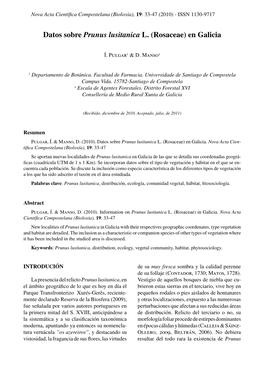 Datos Sobre Prunus Lusitanica L. (Rosaceae) En Galicia