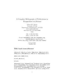 A Complete Bibliography of Publications in Perspectives in Science