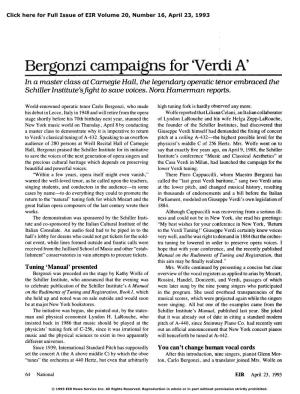 Bergonzi Campaigns for 'Verdi A'