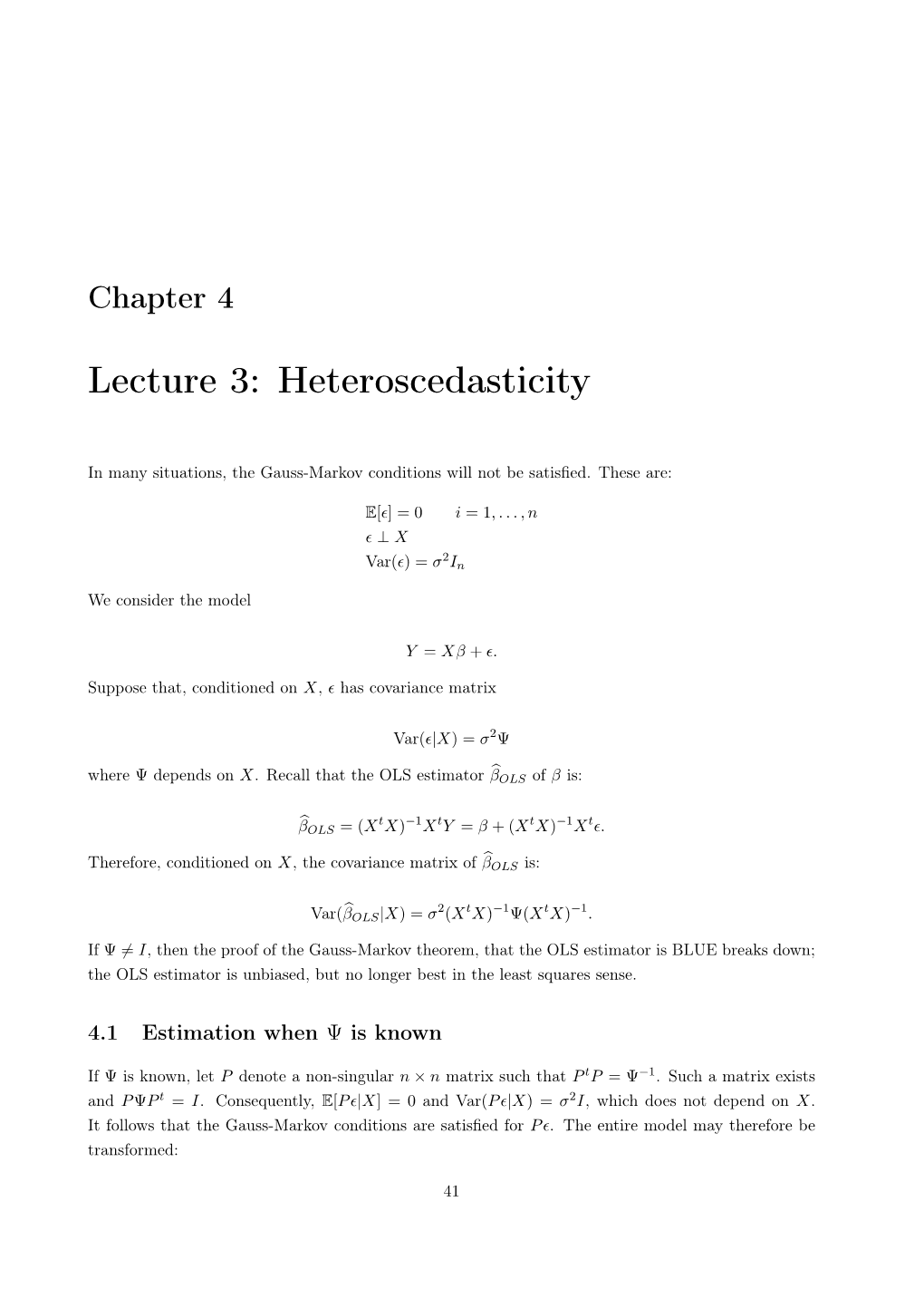 Lecture 3: Heteroscedasticity