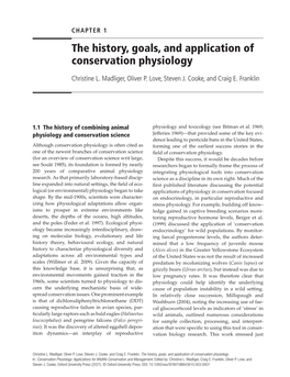 The History, Goals, and Application of Conservation Physiology