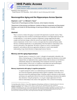 Neurocognitive Aging and the Hippocampus Across Species