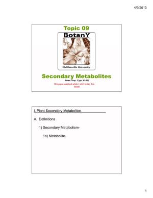 Topic 09 Secondary Metabolites